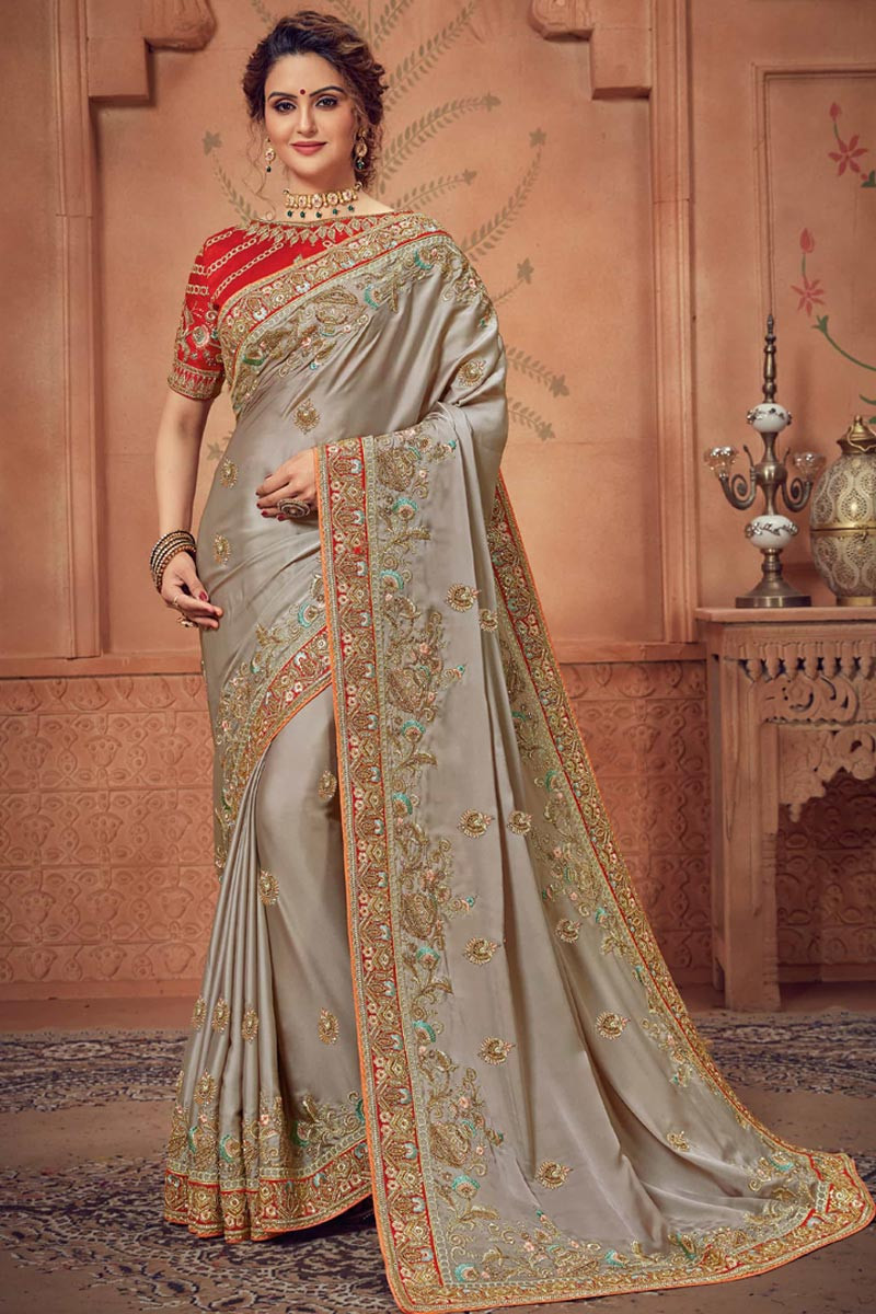 Buy Amazing Brown Banglory Silk Party Wear Saree With Blouse From Ethnic  Plus