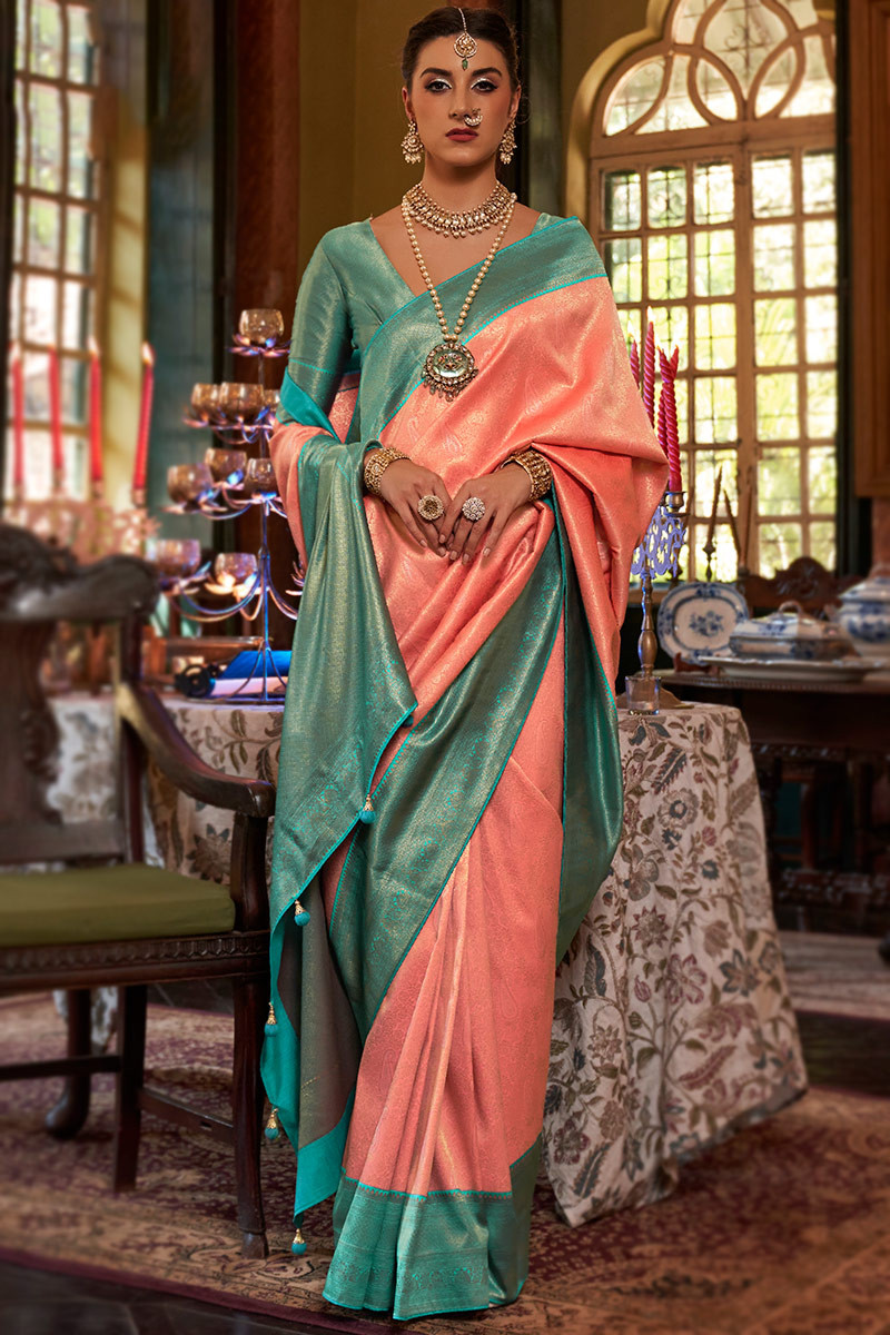5.5 m (separate blouse piece) Multicolor Designer Wedding Wear Banarasi  Silk Jari Work Saree at Rs 999 in Surat