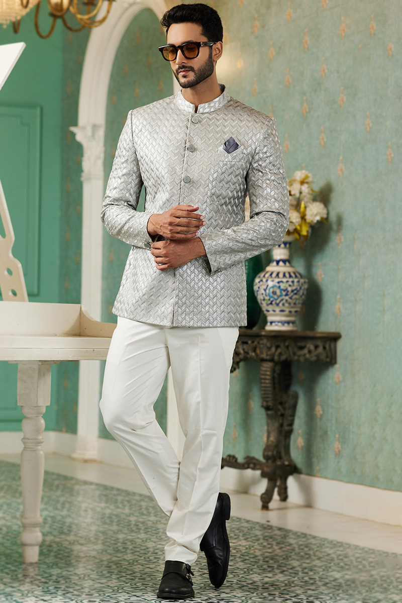 Silver sherwani on sale