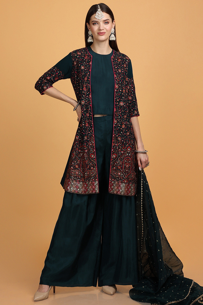Palazzo suit with long jacket clearance