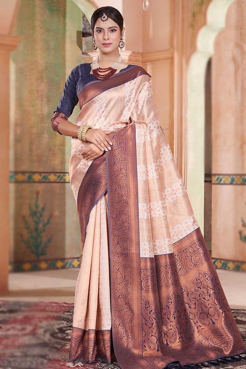 Silk Weaved White Handloom Saree
