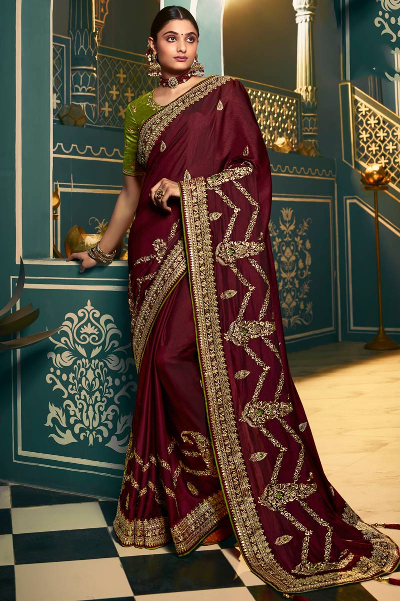 Maroon Banarasi Silk Saree,indian Wedding Saree, Designer Saree for Women  Kanchivaram Saree With Weaving Silk Exclusive Indian Wedding Saree - Etsy