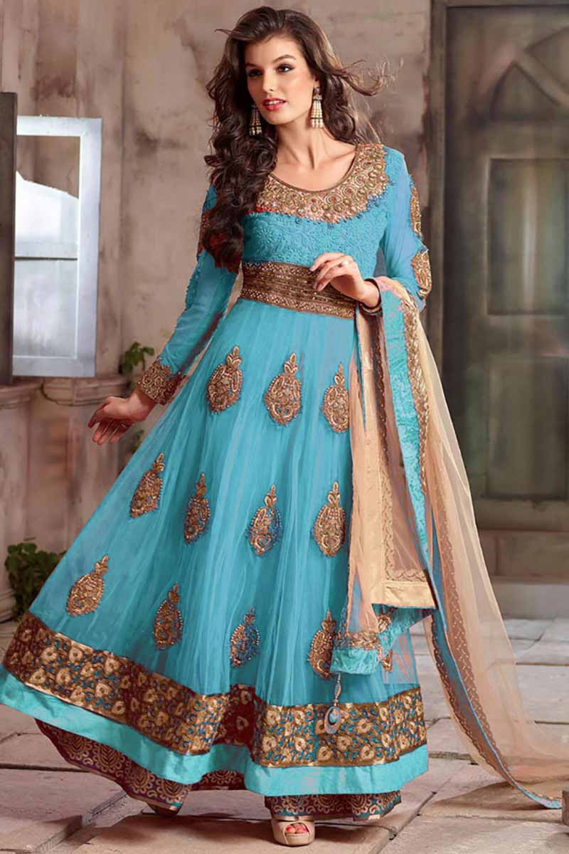 Sky blue churidar online store