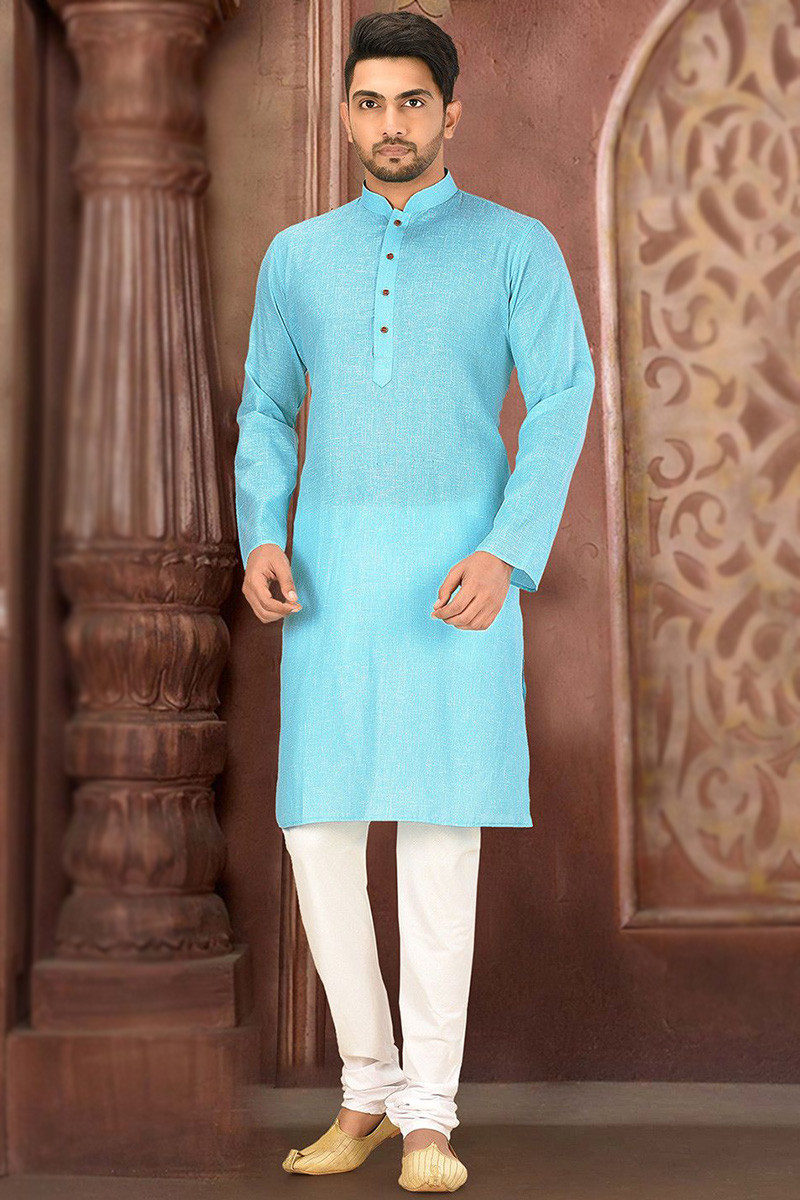 Sky Blue Men Kurta Pajama MKPA02739