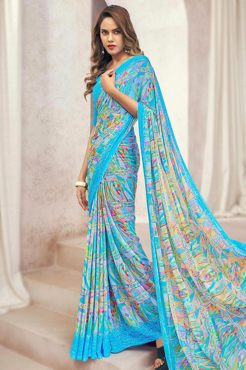 Sky blue chiffon hotsell