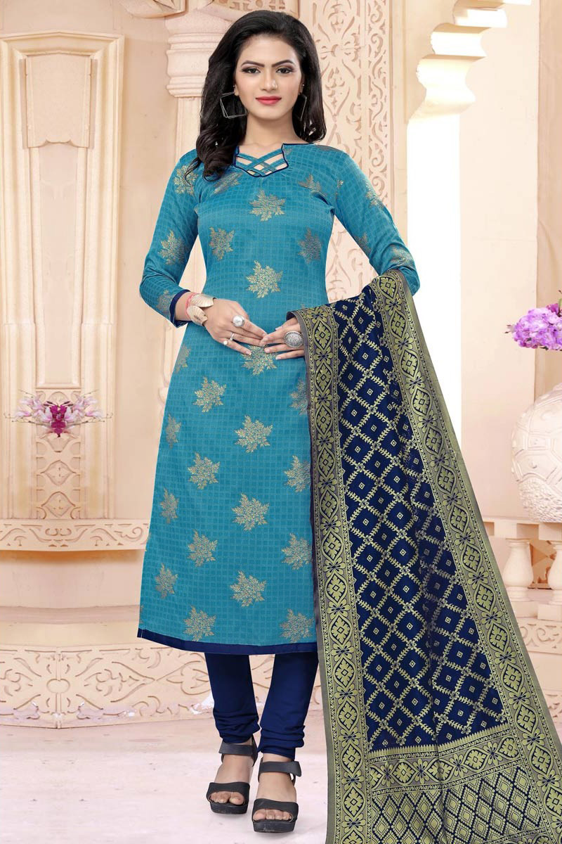 Silk Sky Blue Churidar Suit LSTV08911