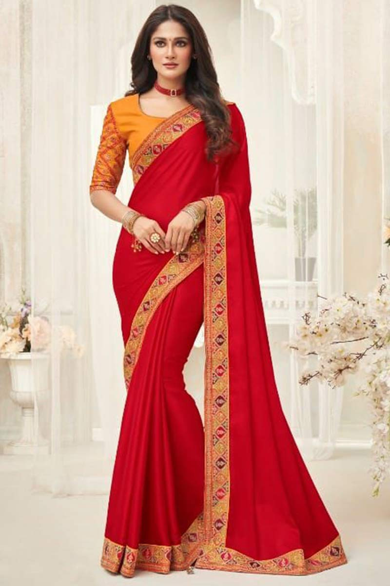 Trending Fashion Soft Silk Red Indian Saree