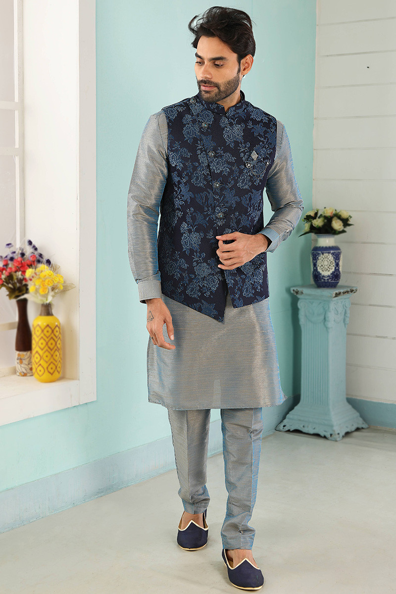 Grey waistcoat with kurta deals