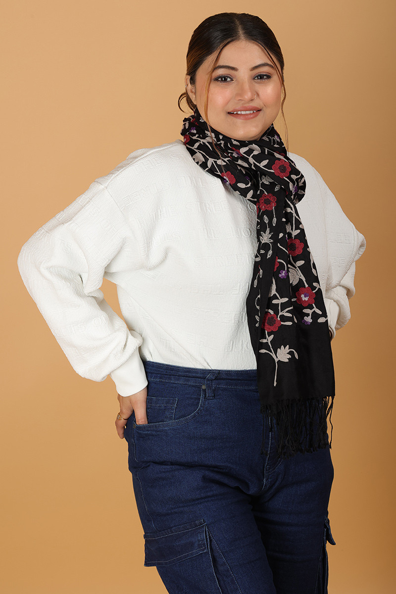 Midnight Blossom Silk Stole