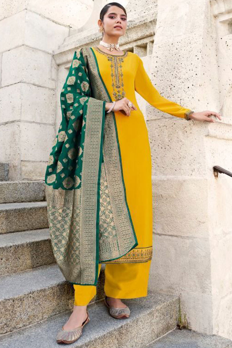 Party wear yellow suit new arrivals