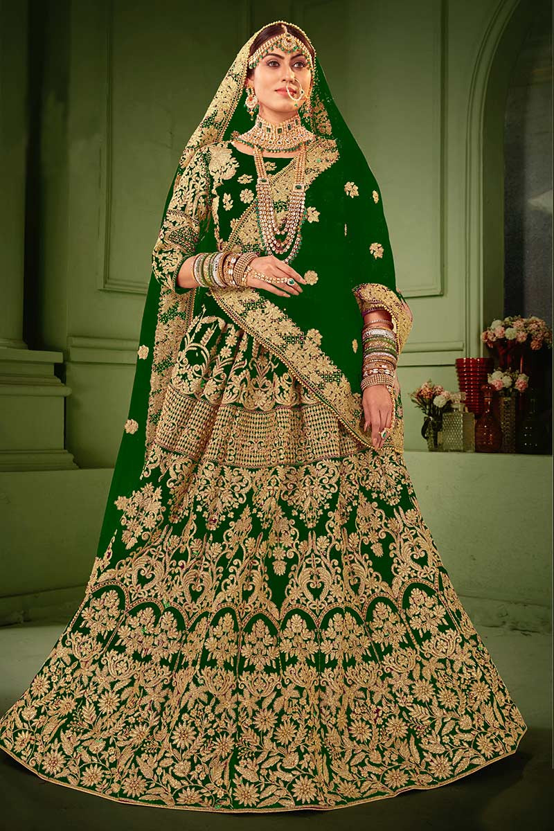 Elegant Bridal Green Embroidery Work Lehenga Choli/bridal Outfit/bridal  Lehenga/designer Ready to Wear Lehenga Choli/gift for Her - Etsy