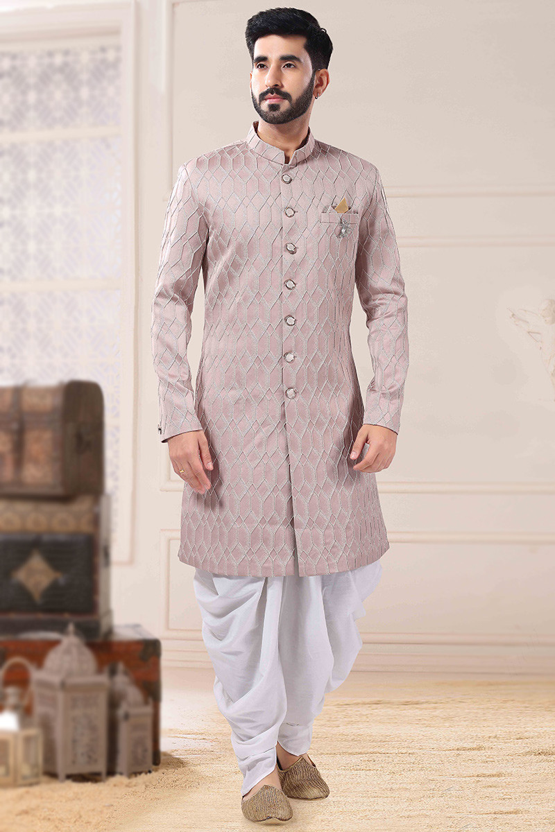 Pink indo western sherwani sales