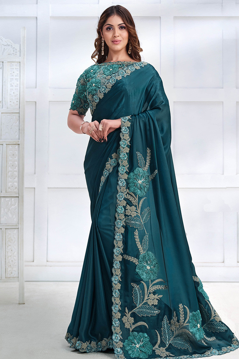 Embroidery fancy saree on sale