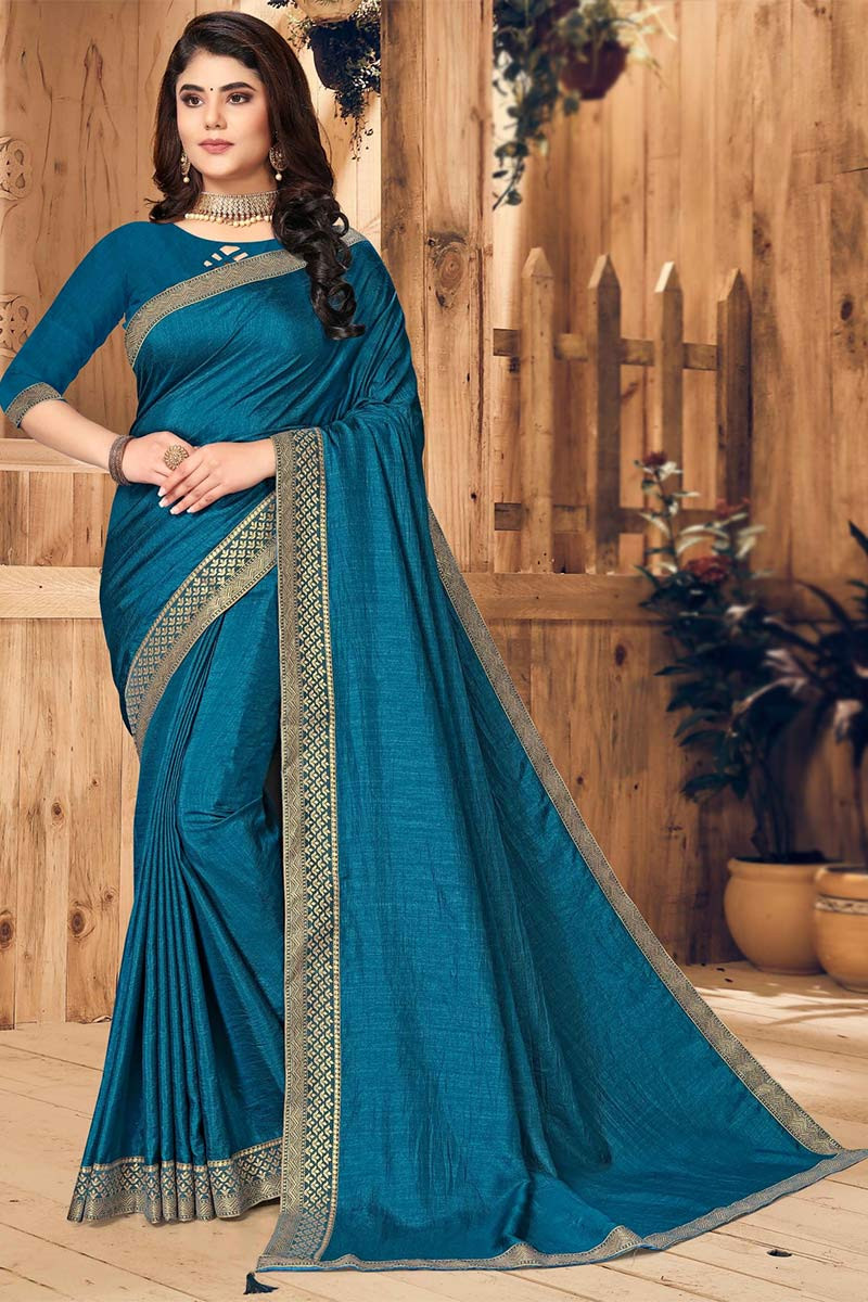 Blue Satin Saree With Pearl Border and Contrast Black Sequinned Blouse  Material. Easy to Drape and Style. Ideal Party Wear Saree - Etsy