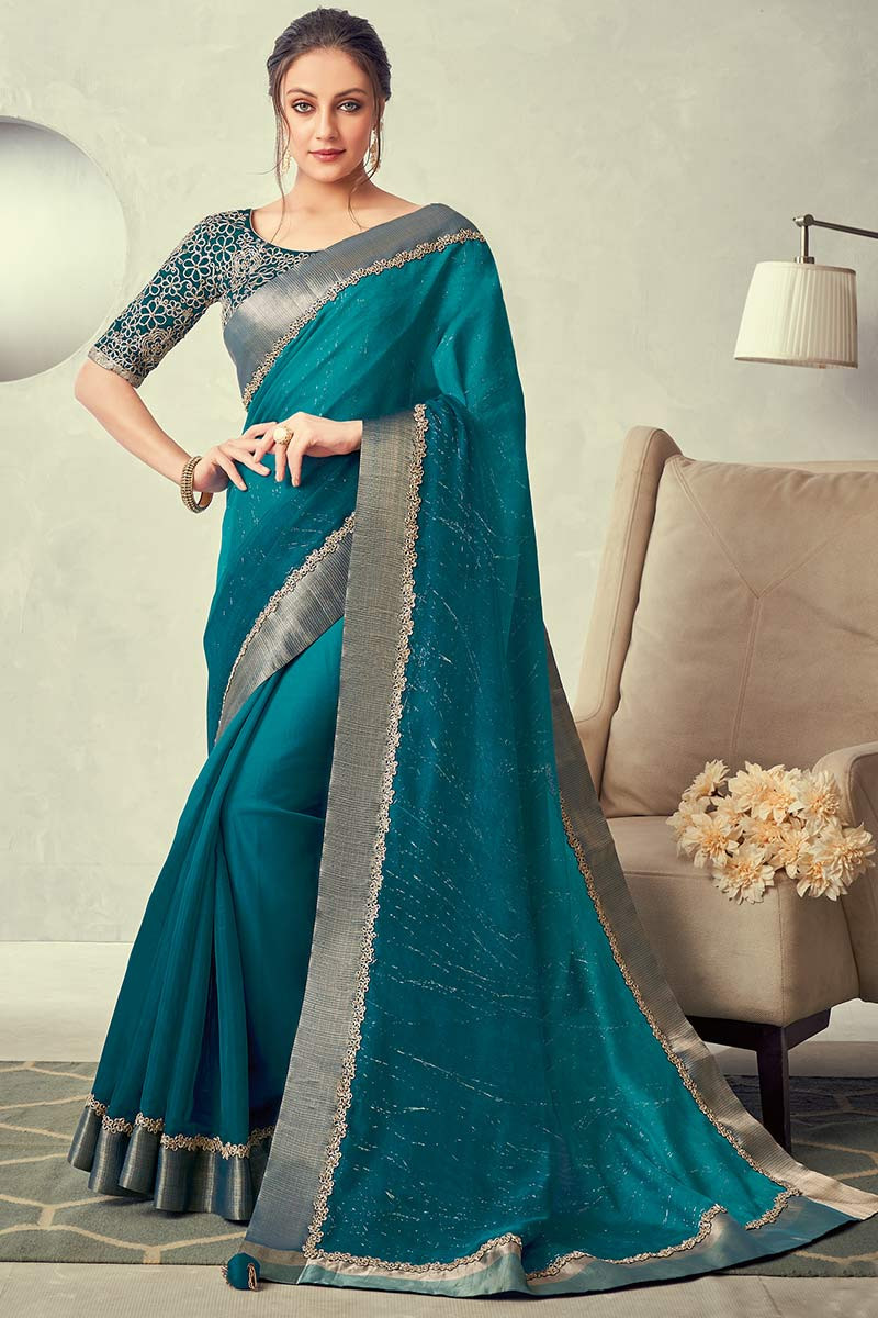 Indian Pakistani Party Wear Silk Saree Traditional Design Bollywood Wedding  Sari | eBay