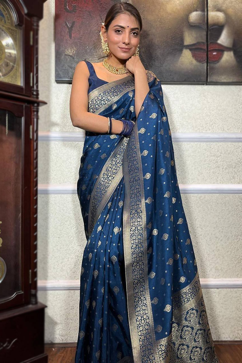 Teal Banarasi Silk Festival Wear Saree 230863