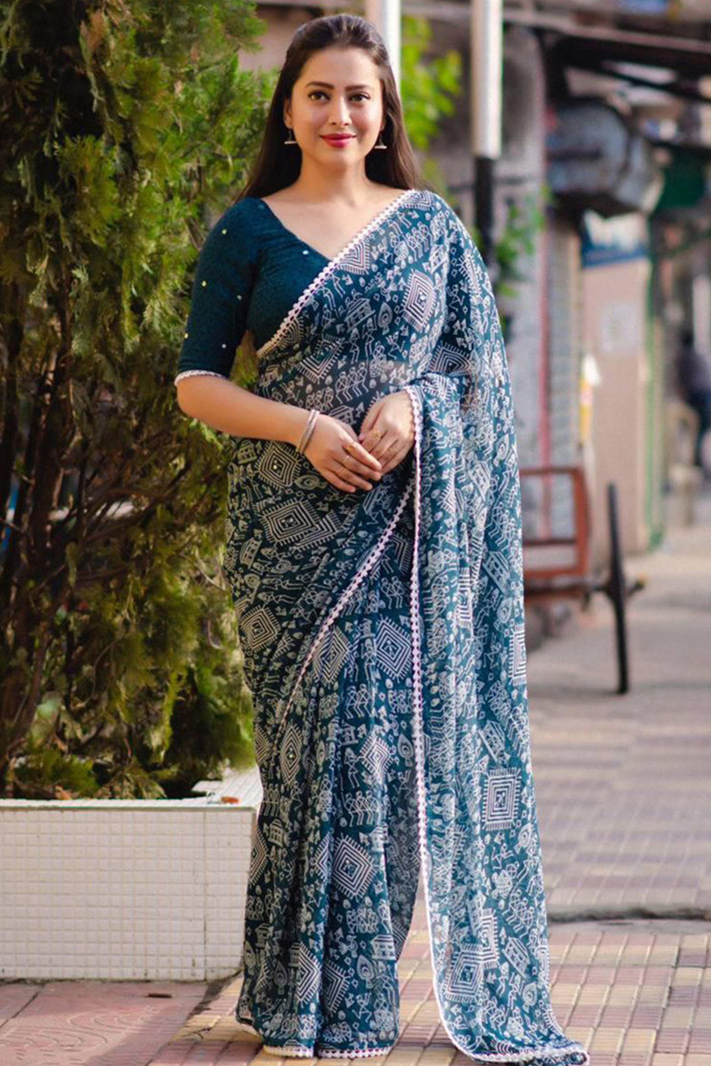 Multi color Designer Casual Wear Printed Saree at Rs.350/Piece in delhi  offer by Ram Niwas Man Mohan