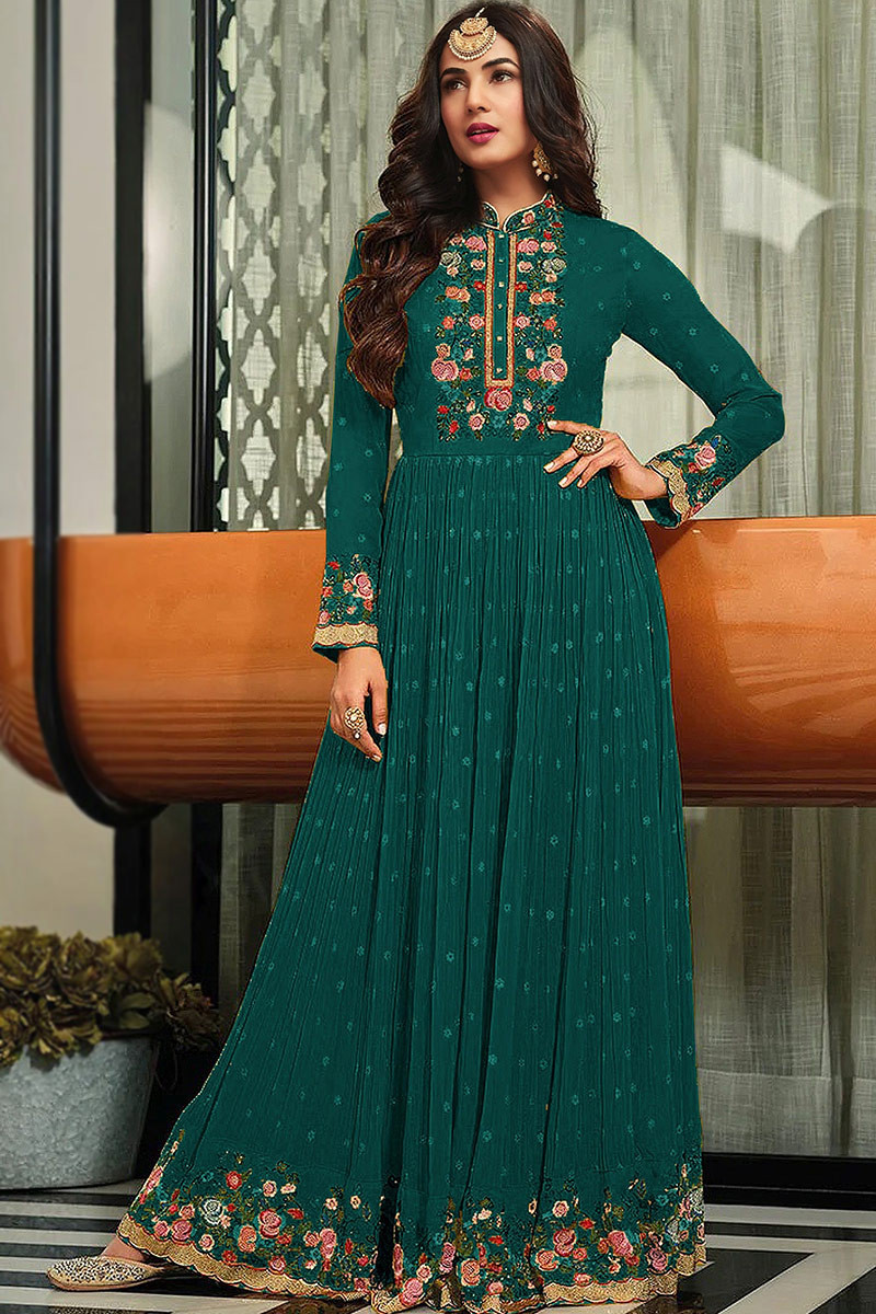 Anarkali dress green sales