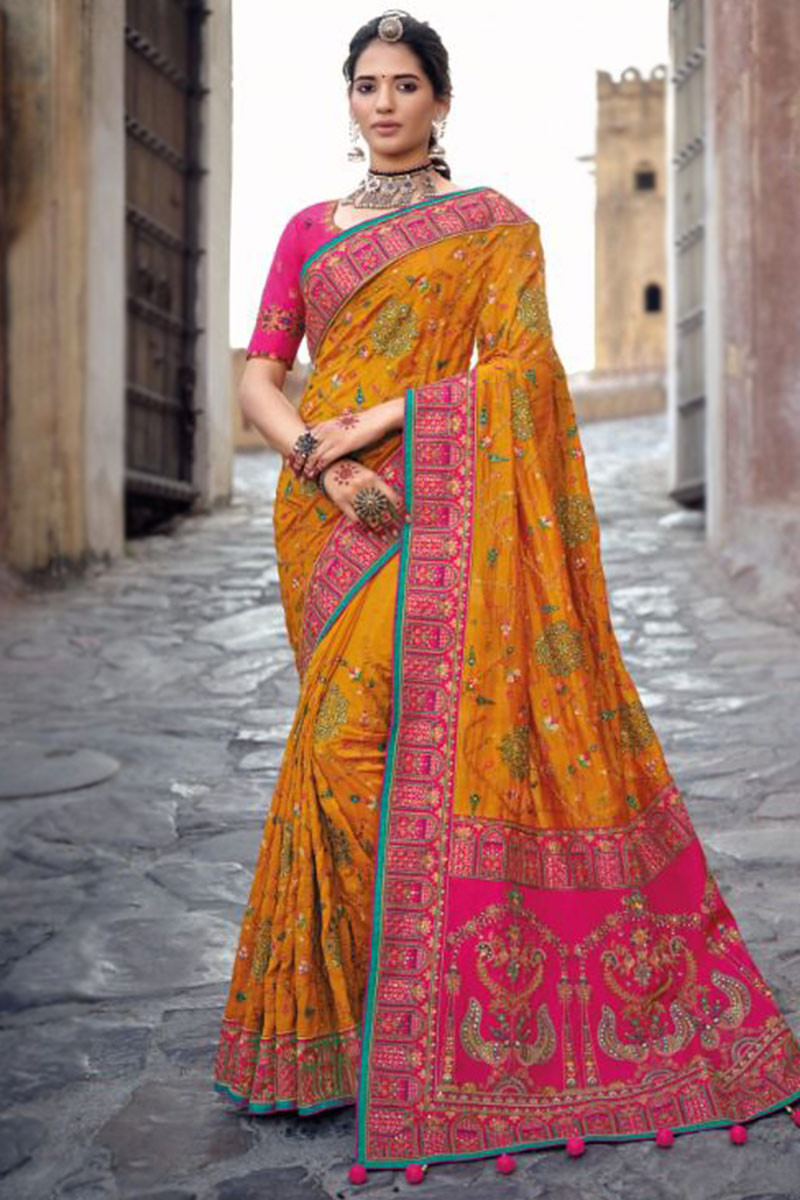 Buy Yellow Sarees Online at Banarasee