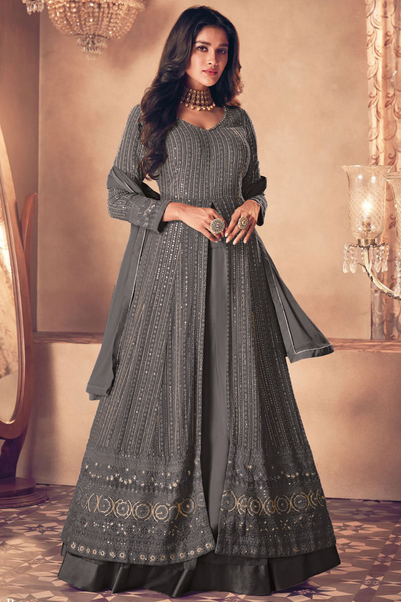 Gray anarkali dress store