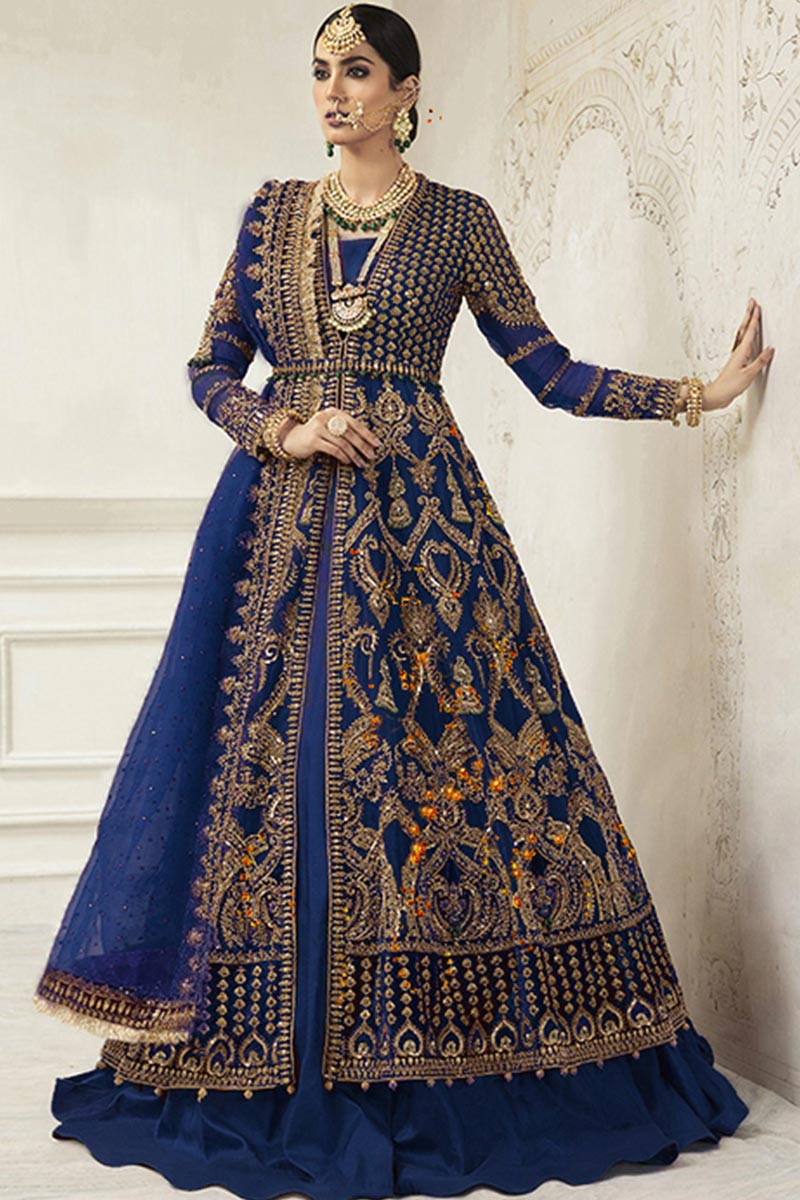 Attractive Grey Color Organza Silk With Embroidery And Sequins Work Anarkali  Suit