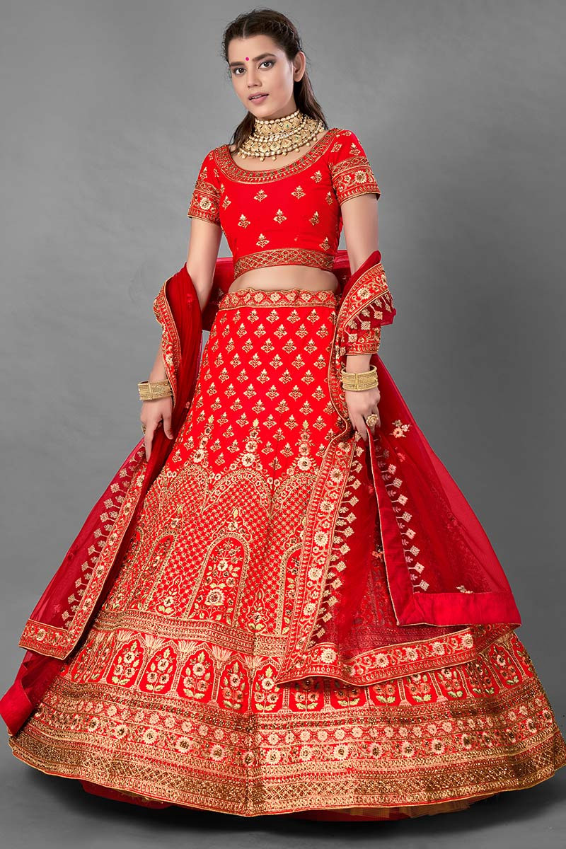 Carrot colour bridal lehenga hot sale