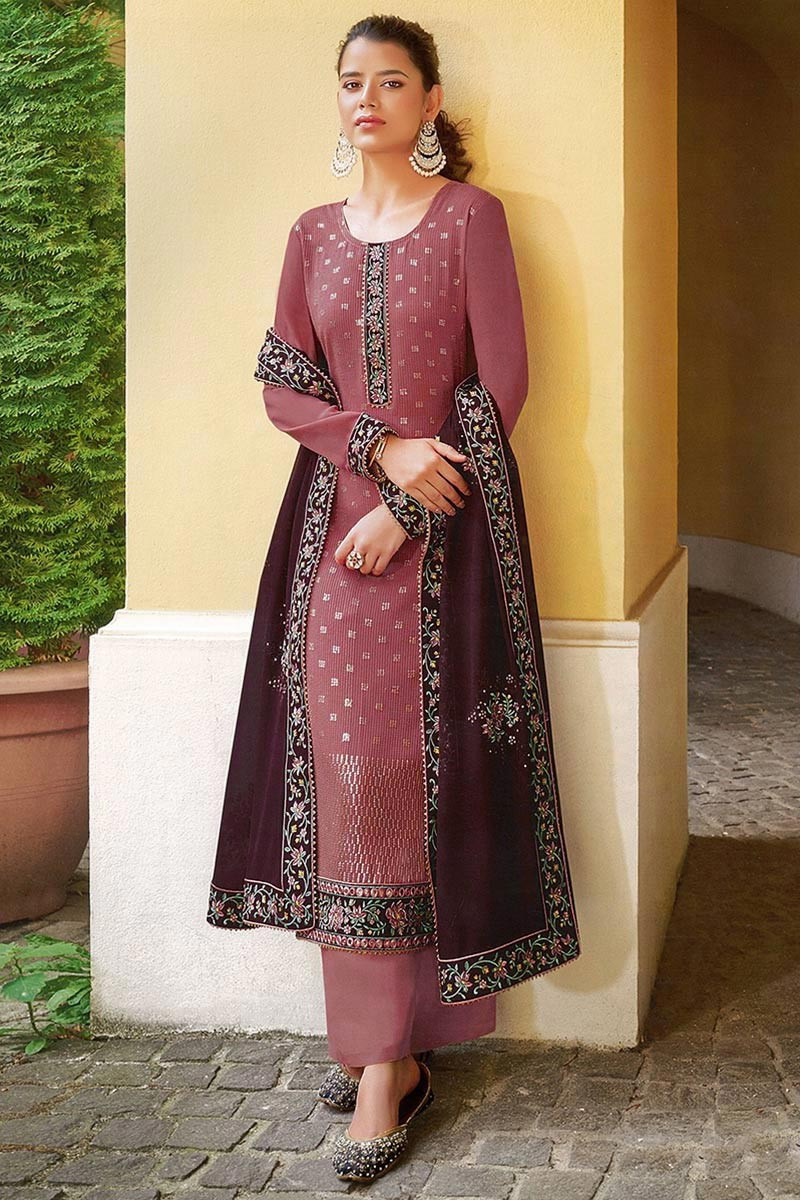 Buy Anarkali Style Semi Stitched Net Straight / Trouser Suits Online for  Women in USA