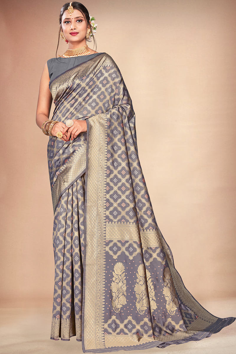 Buy Grey Sarees for Women by GRIVA DESIGNER Online | Ajio.com