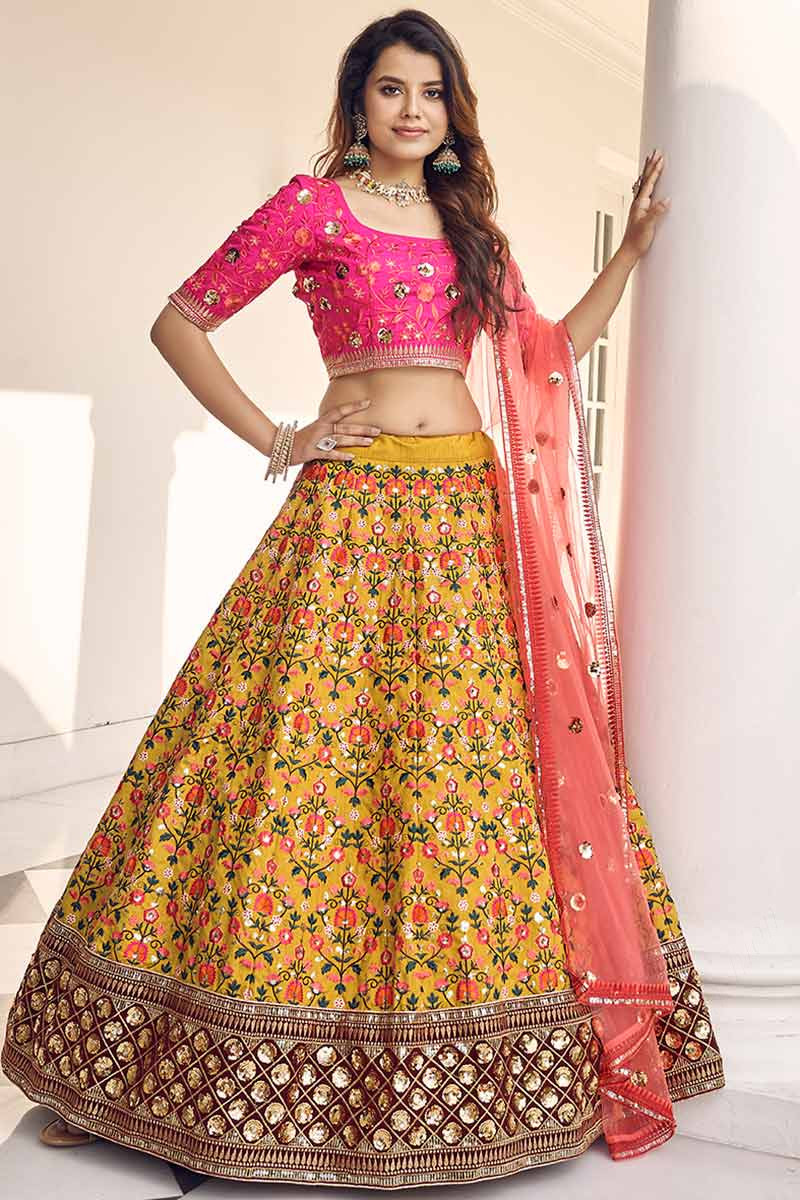 Buy Multi Color Organza Print Bloom Off Floral Lehenga Blouse Set For Women  by Cedar & Pine Online at Aza Fashions.