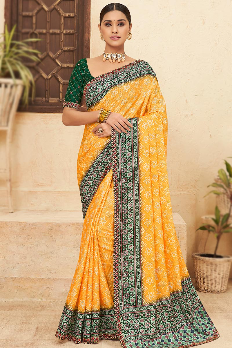 Bandhani printed saree discount