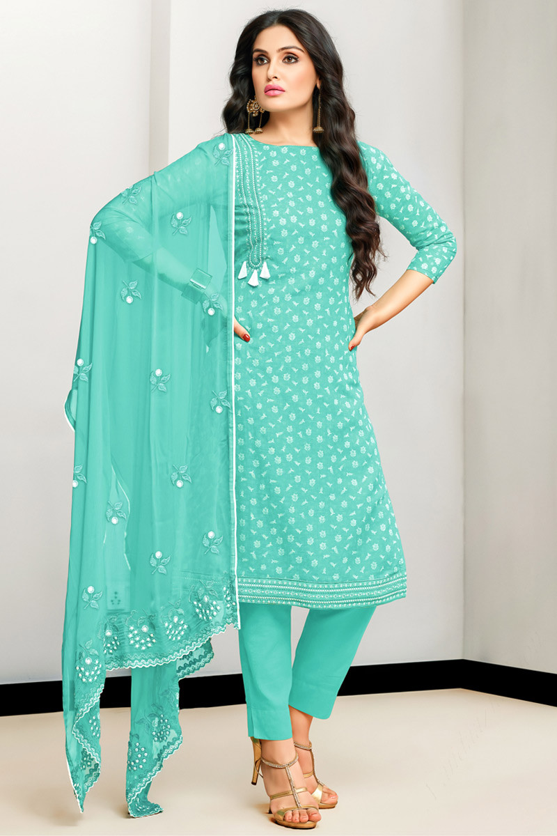 Online wedding, Trouser net suits for eid, Firozi Green resham embroidered  punjabi wear