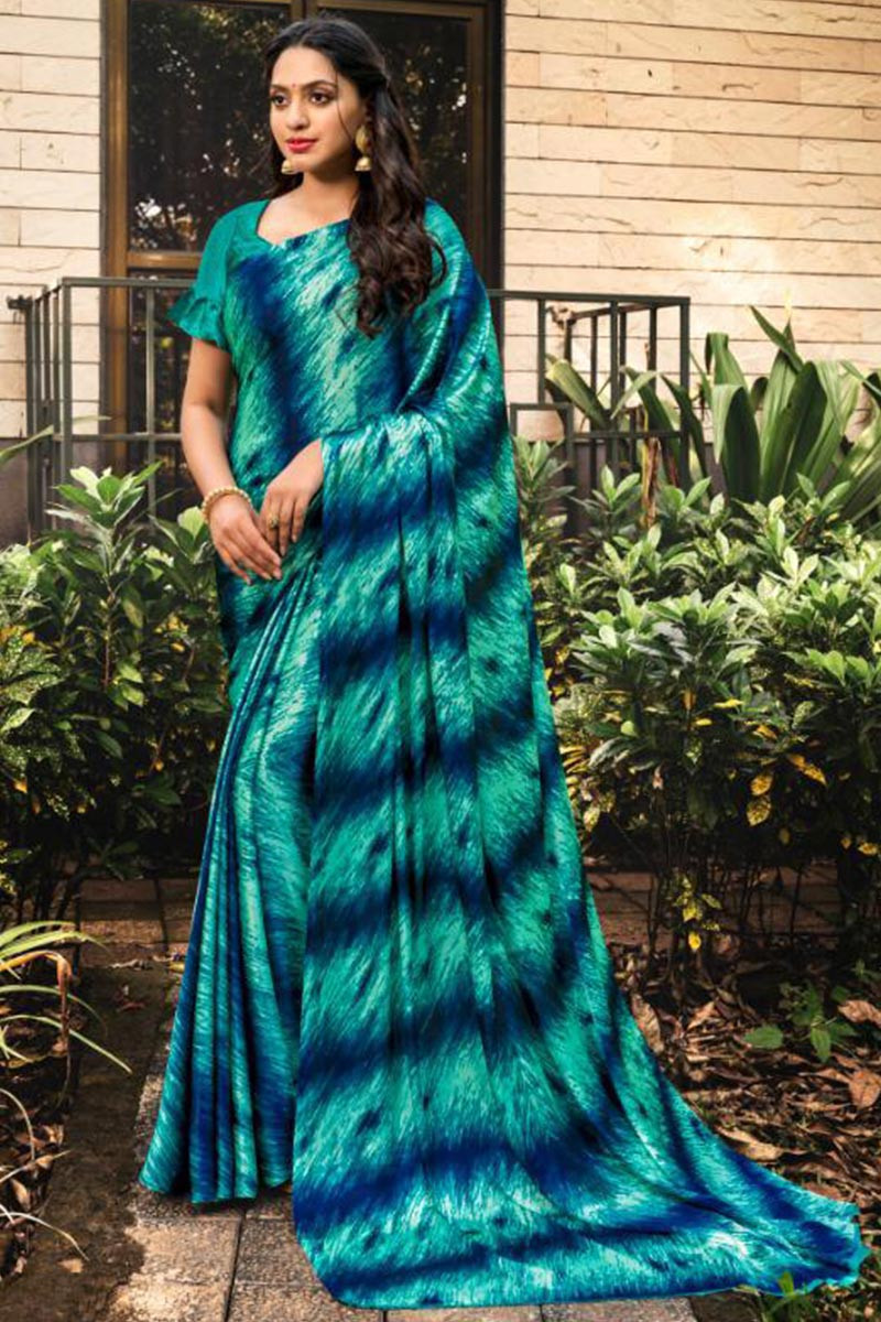 Turquoise Art Silk Saree With Woven Work 4395SR02