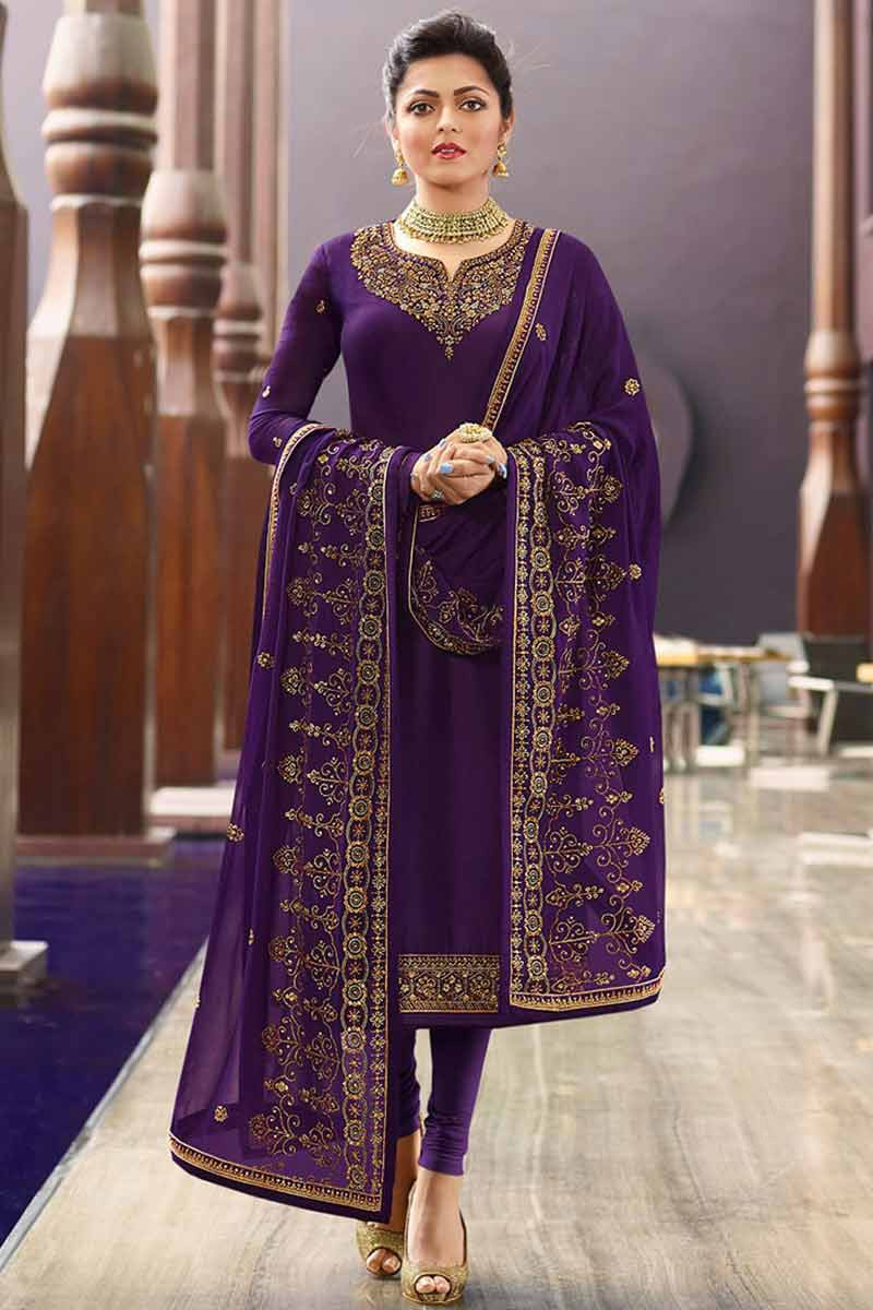 Violet colour churidar sale
