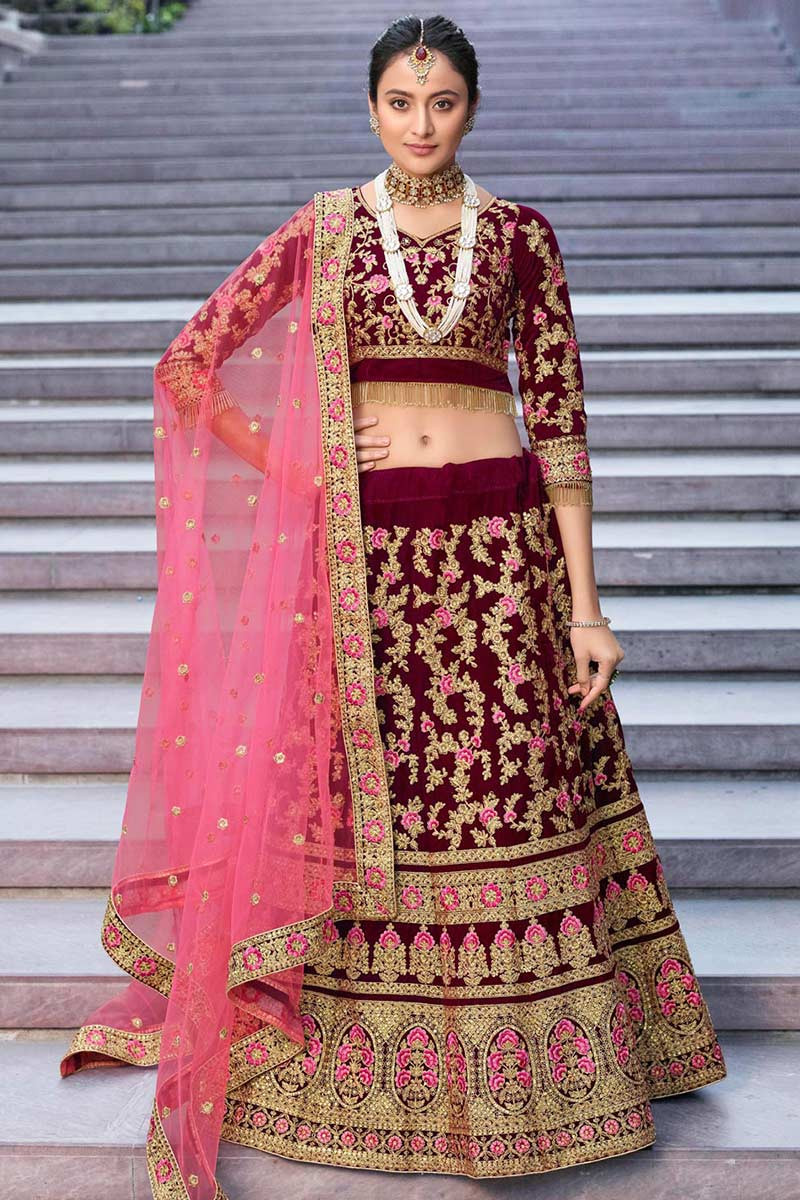 Red Bridal Lehenga and Choli Pakistani Wedding Dress – Nameera by Farooq
