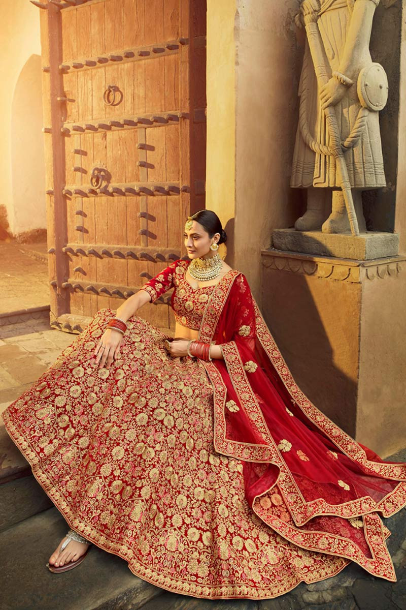 Velvet bridal sale lehenga choli