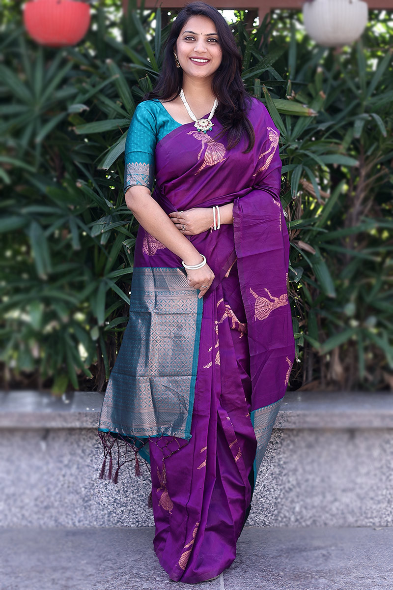 Rich & Elegant Silk Sarees in Purple by Monastoor