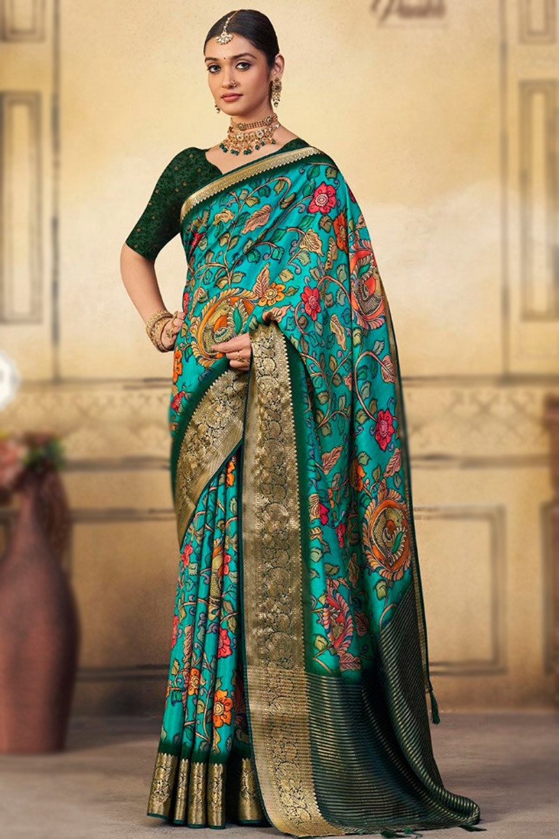 AM Collections Silk Black Hand Drawn Pen Kalamkari Saree, With Blouse Piece  at Rs 9800/piece in Vijayawada