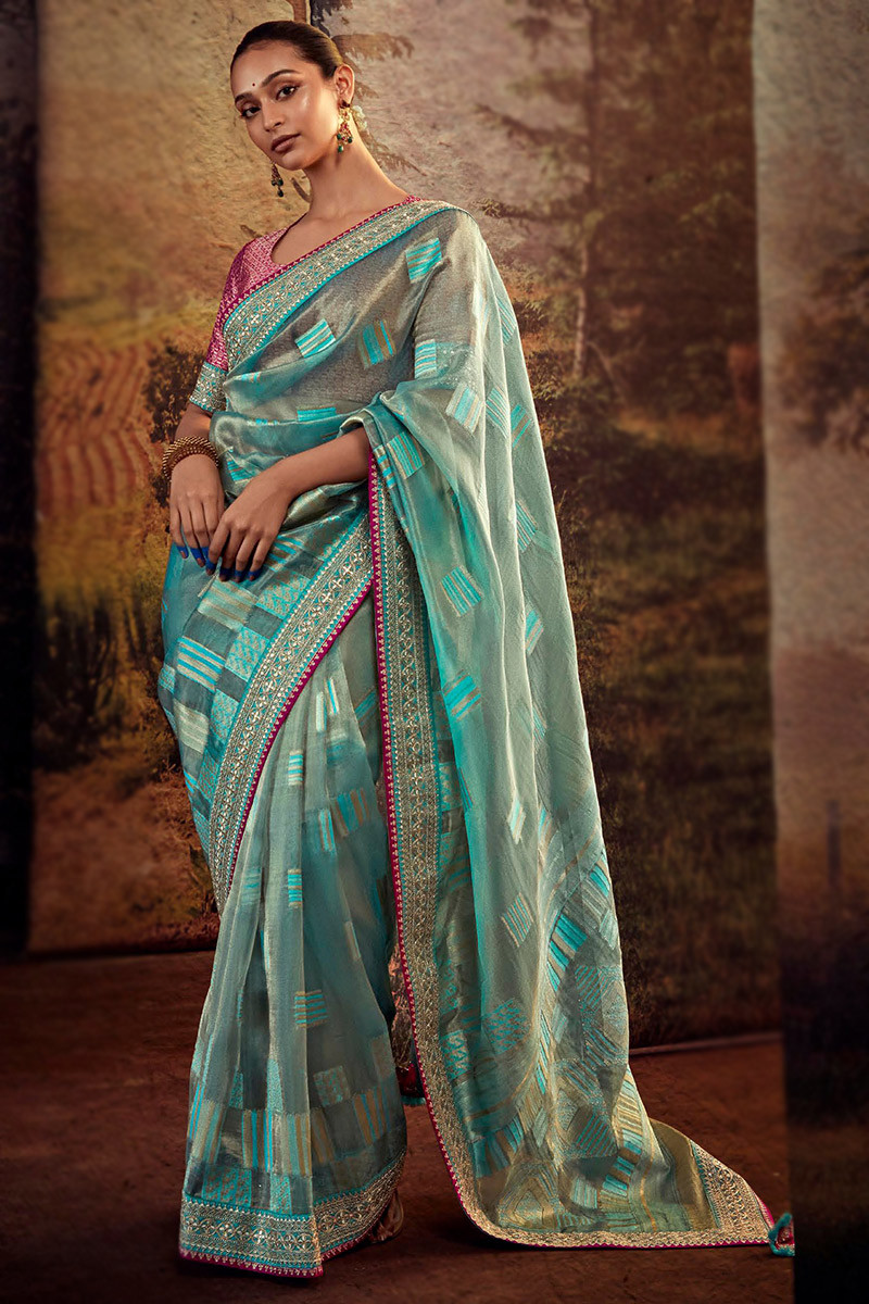 Light blue wedding sales saree