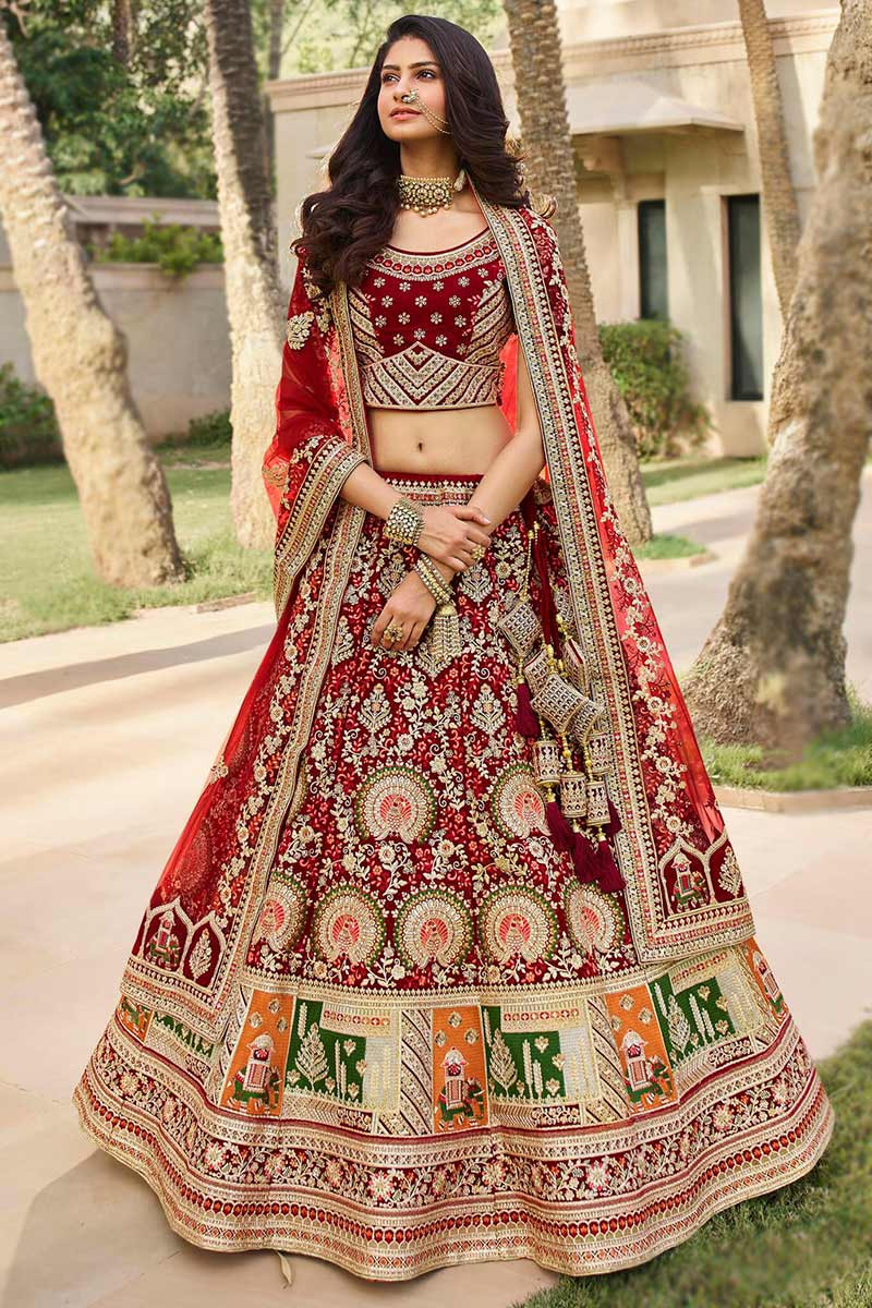 Light Green & Maroon Coloured Premium Georgette Sequence & Embroidery –  Royskart
