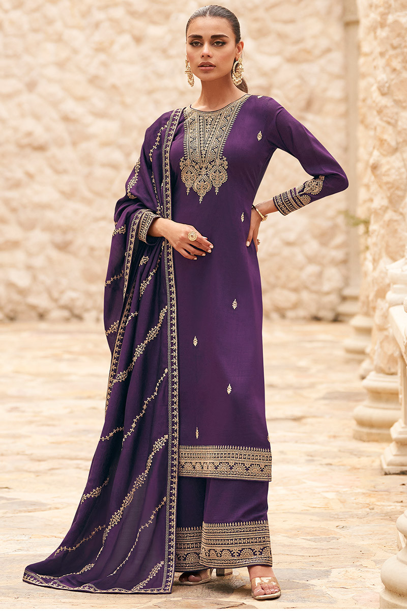 Dark purple punjabi suit sales
