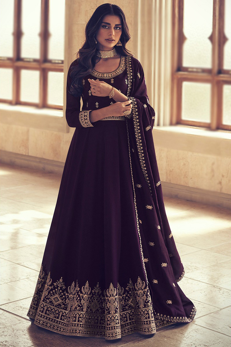 Dark purple silk dress on sale