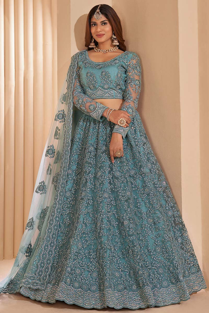 Wedding blue lehenga cheap