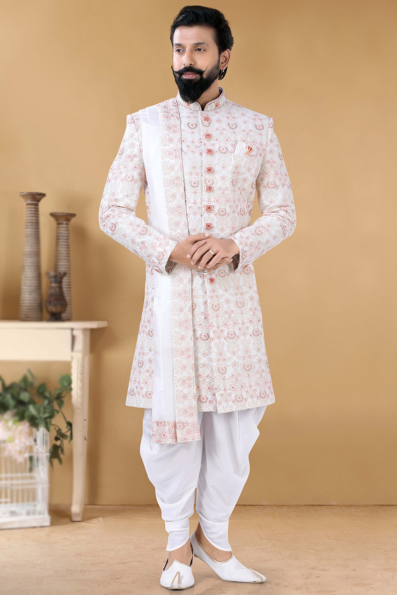 Plain white sherwani shop