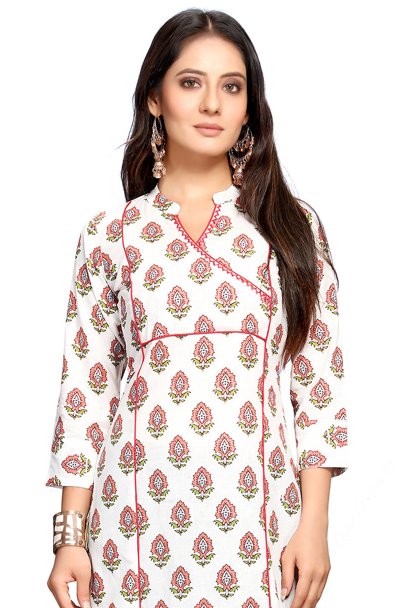 Angrakha kurti store neck design