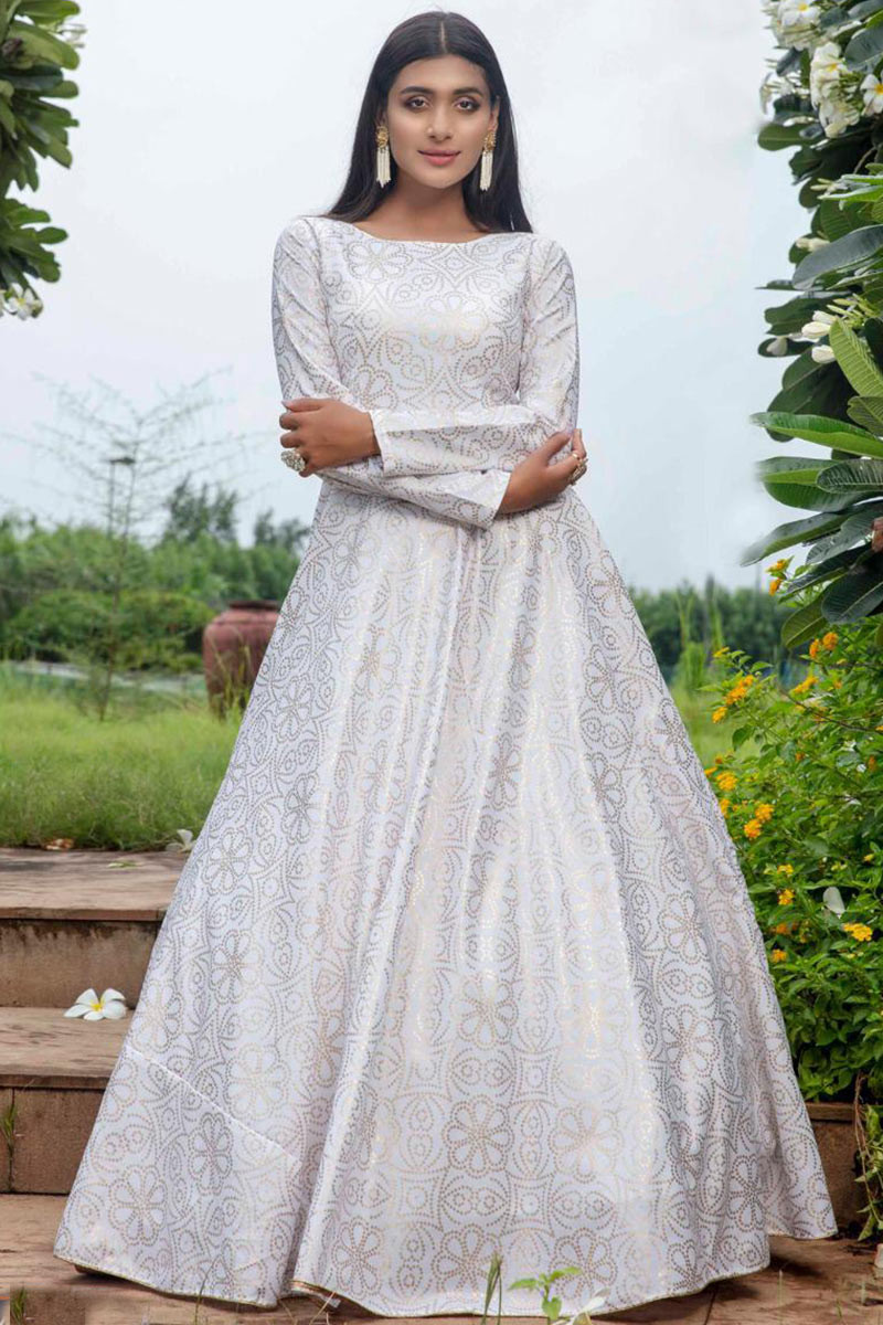 White anarkali suit cotton hot sale