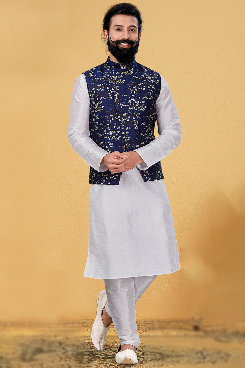 Kurta pajama sales printed jacket