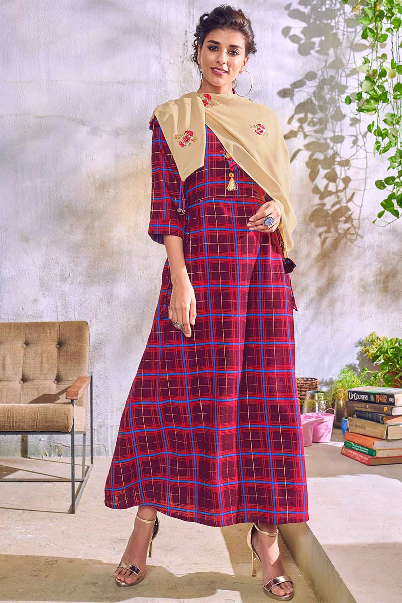 Women Khadi Cotton A-line Stripe Kurti-vachngandaiphat.com.vn