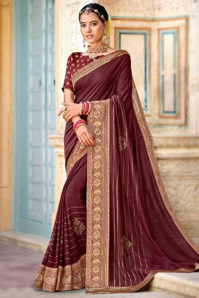Meroon colour sale wedding saree