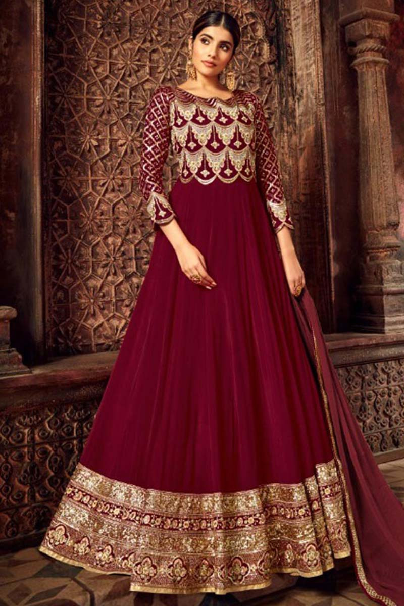 Wine red anarkali sales