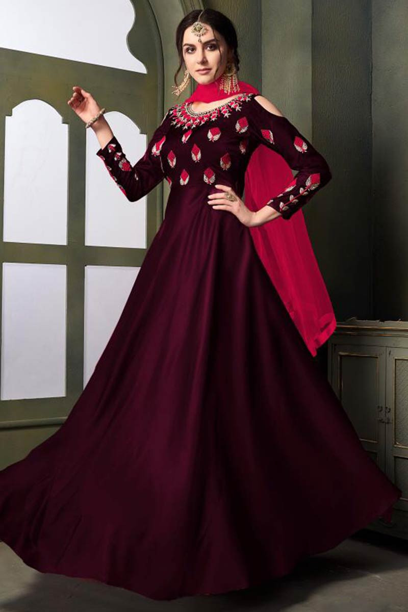 Silk anarkali 2024 suits design
